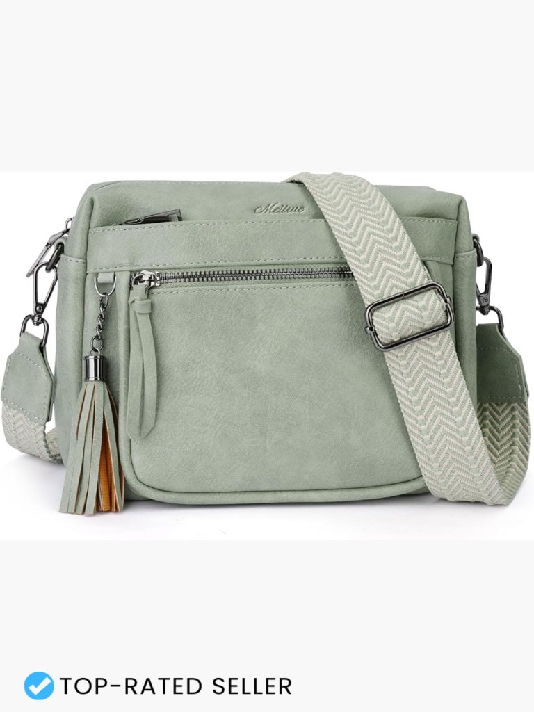 Vegan Leather Crossbody Bag With Multiple Pockets And Tassel